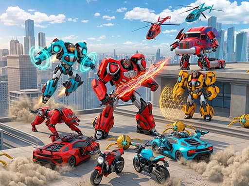 Flying Robot Transform Car Games gameplay
