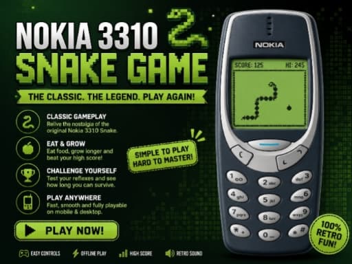 Nokia 3310 Snack Game gameplay