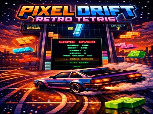 PIXEL DRIFT RETRO TETRIS gameplay